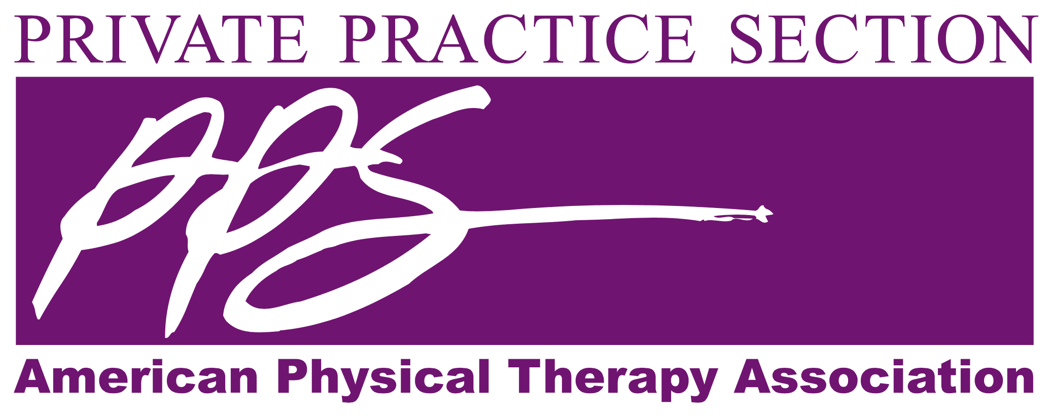 Logo of the Private Practice Section of the American Physical Therapy Association in purple and white.