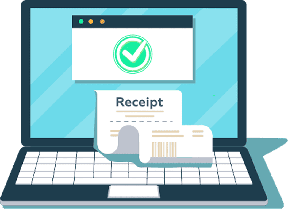 Laptop with receipt
